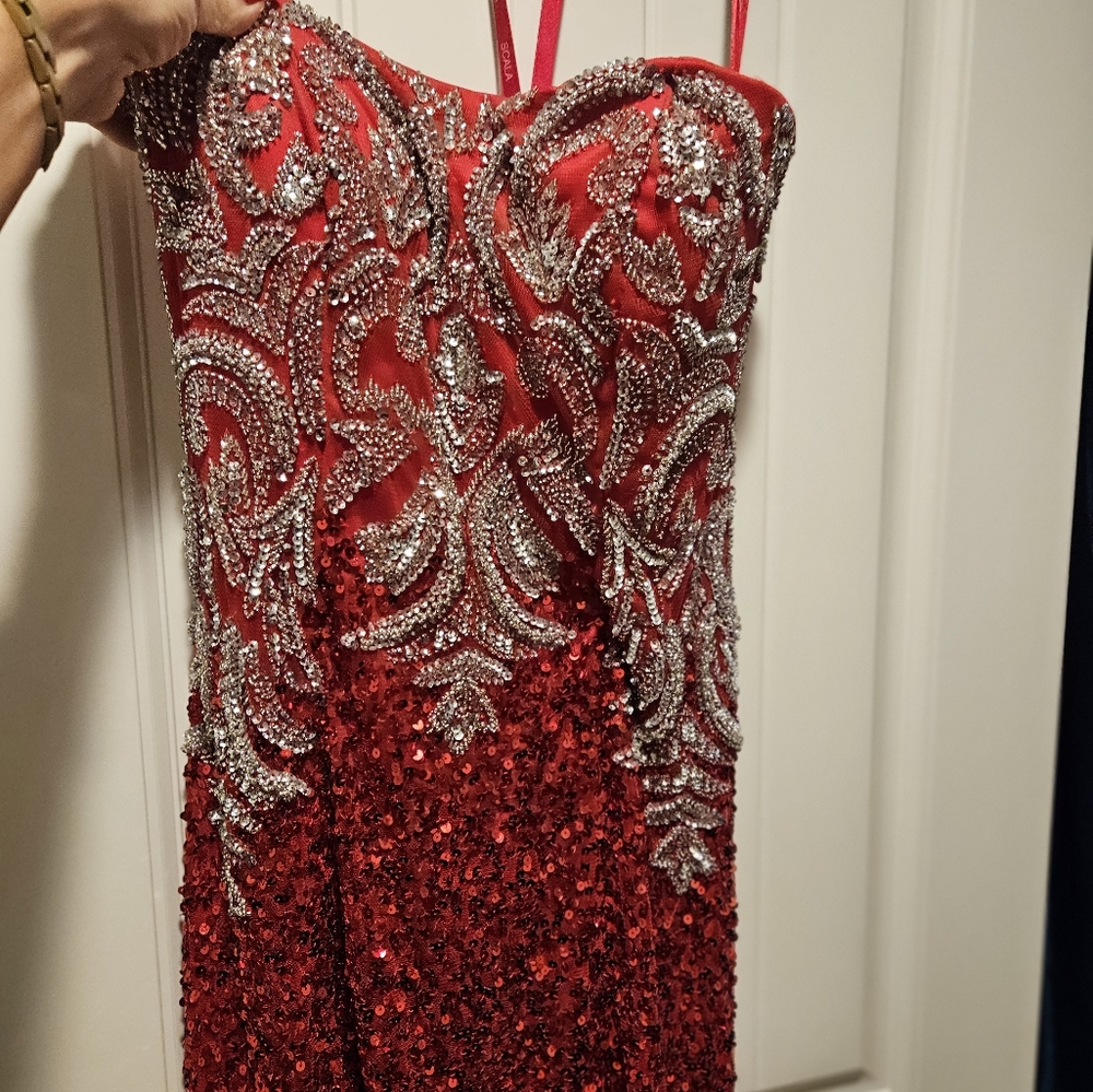 Elegant Scala Red Sequin Dress / Gown
